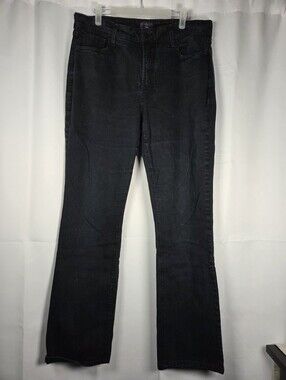 NYDJ High Rise Straight Leg Jeans Dark Wash Blue Denim Stretch Jeans Women's 14